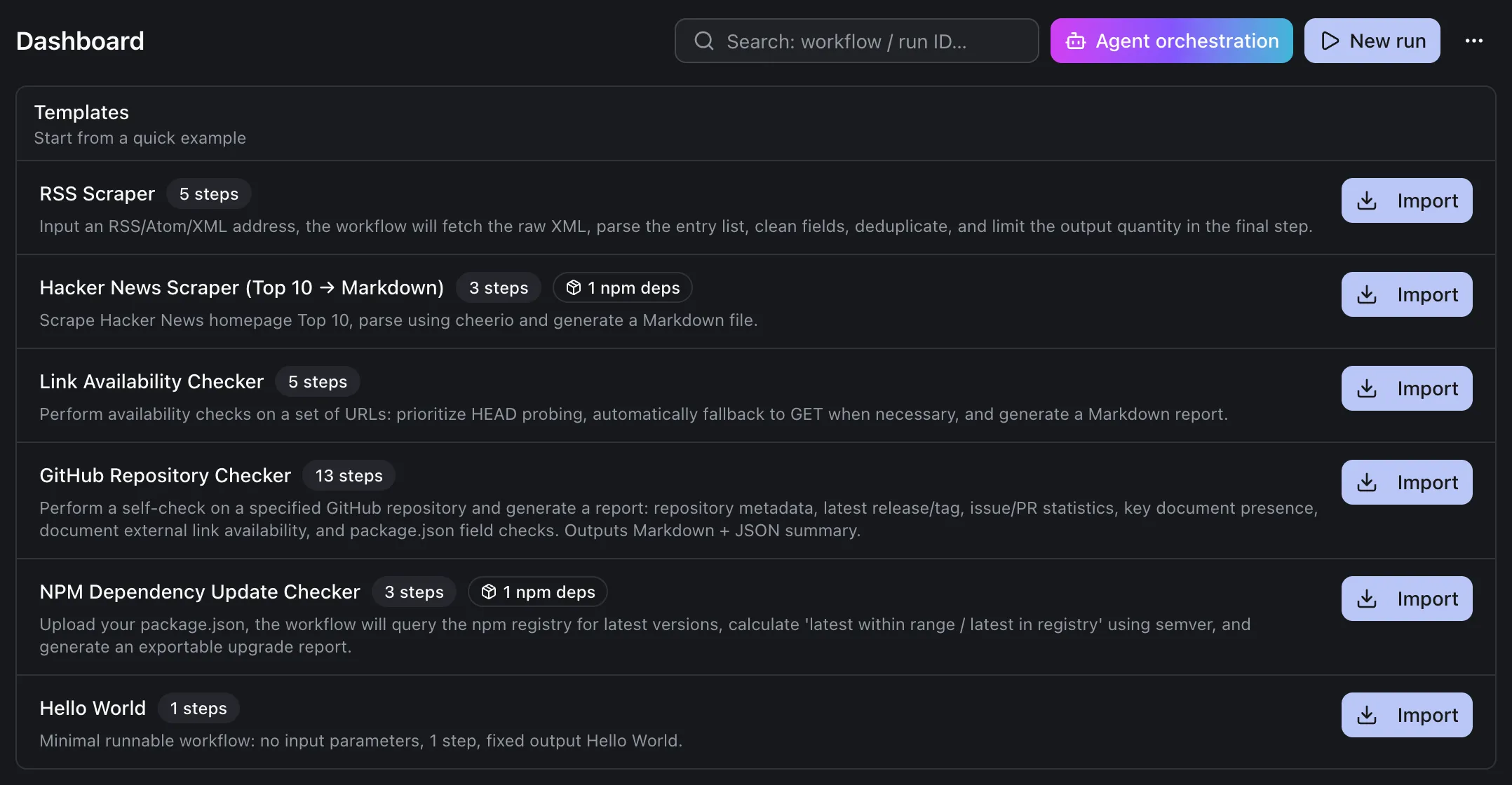 Import a workflow template